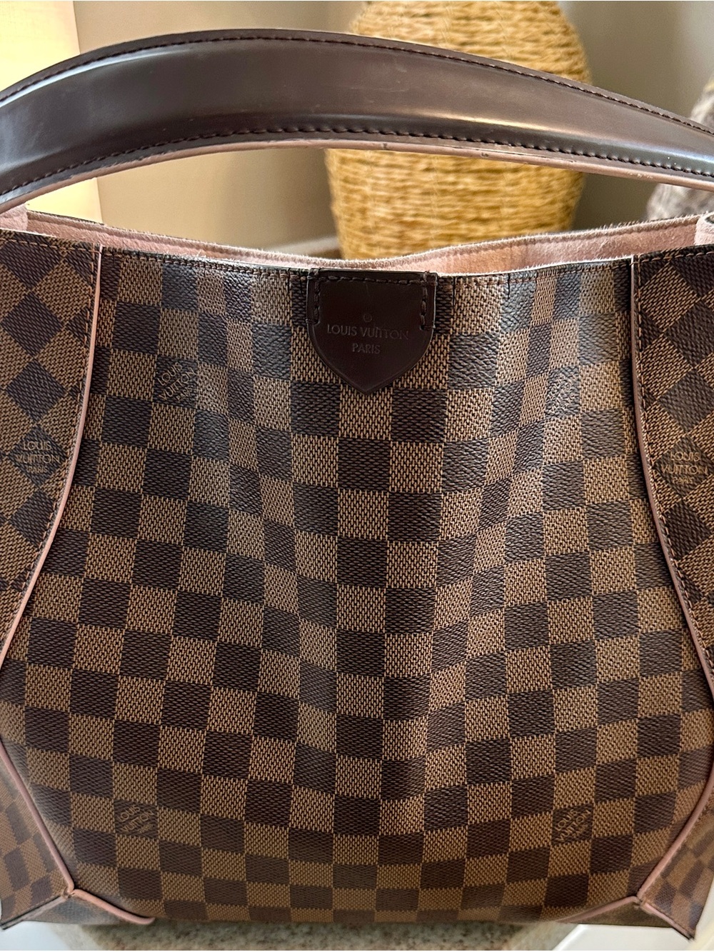 Louis Vuitton Brown Damier Ebene Canvas Tote with Contrast Trim
